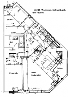 Grundriss H�BSCHE WOHNUNG mit EINBAUK�CHE, BALKON und GARAGE