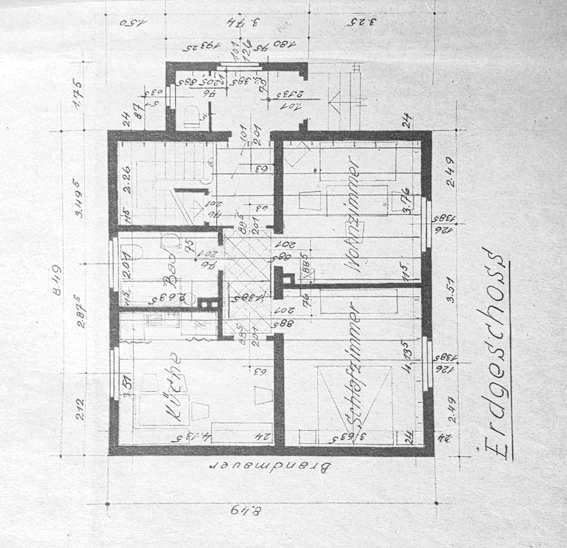Grundriss EG (Vorderhaus) Mehrfamilienhaus M�nster (Altheim)