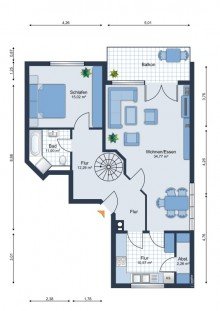 Grundriss Erdgeschoss RUHIGES WOHNEN MIT BLICK INS GR�NE - CHARMANTE MAISONETTE MIT BALKON UND TERRASSE AM MOOSBACHTAL
