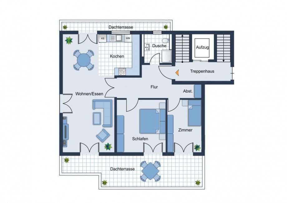 Grundriss Penthousewohnung Wiesbaden