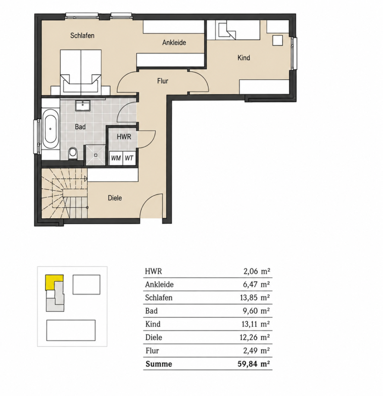 Grundriss 2. OG Maisonettewohnung Oberursel