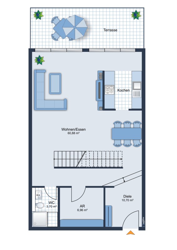 Grundriss Erdgeschoss Maisonettewohnung Wiesbaden