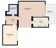 Grundriss PERFEKT GESCHNITTENE 2-ZIMMER-WOHNUNG MIT SONNENBALKON & TIEFGARAGENSTELLPLATZ