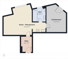 Grundriss SUPER GESCHNITTENE 2 ZIMMER WOHNUNG MIT TIEFGARAGENSTELLPLATZ IN DER NEUSTADT