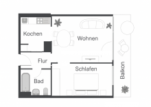 Grundriss HELLE 2-ZIMMER-WOHNUNG MIT SUPER SCHNITT UND FERNBLICK