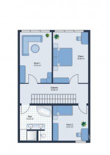 Grundriss Obergeschoss WOHNEN WIE IM HAUS - GROSSZ�GIGE MAISONETTEWOHNUNG MIT TERRASSE UND GARTENANTEIL